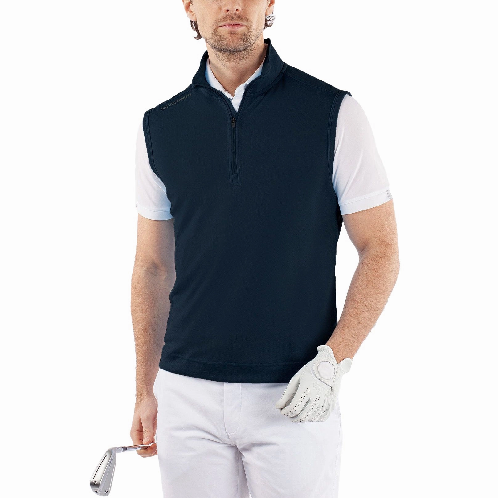 Eco Friendly Dye Process Convertible Collar Galvin Green Del Insulating Golf Vest - Navy