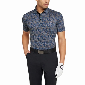 UV-Resistant Trendy Business Galvin Green Marlo Breathable Golf Polo Shirt - Black/Royal Blue