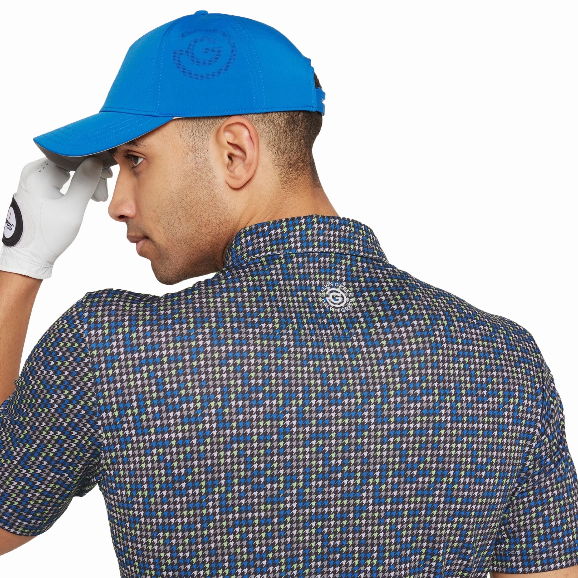 Galvin Green Marlo Breathable Golf Polo Shirt - Black/Royal Blue Layered Hem Reinforcement Lightweight Knit