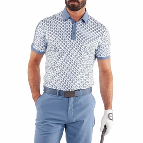 golf club ShrinkageControl Process Galvin Green Maxwell Golf Shirt - Moonlight Blue/White