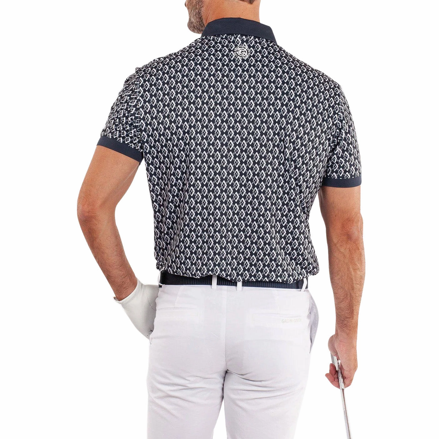 Summer Fashion Micro Perforated Fabric Galvin Green Maxwell Golf Shirt - Navy/Cool Grey