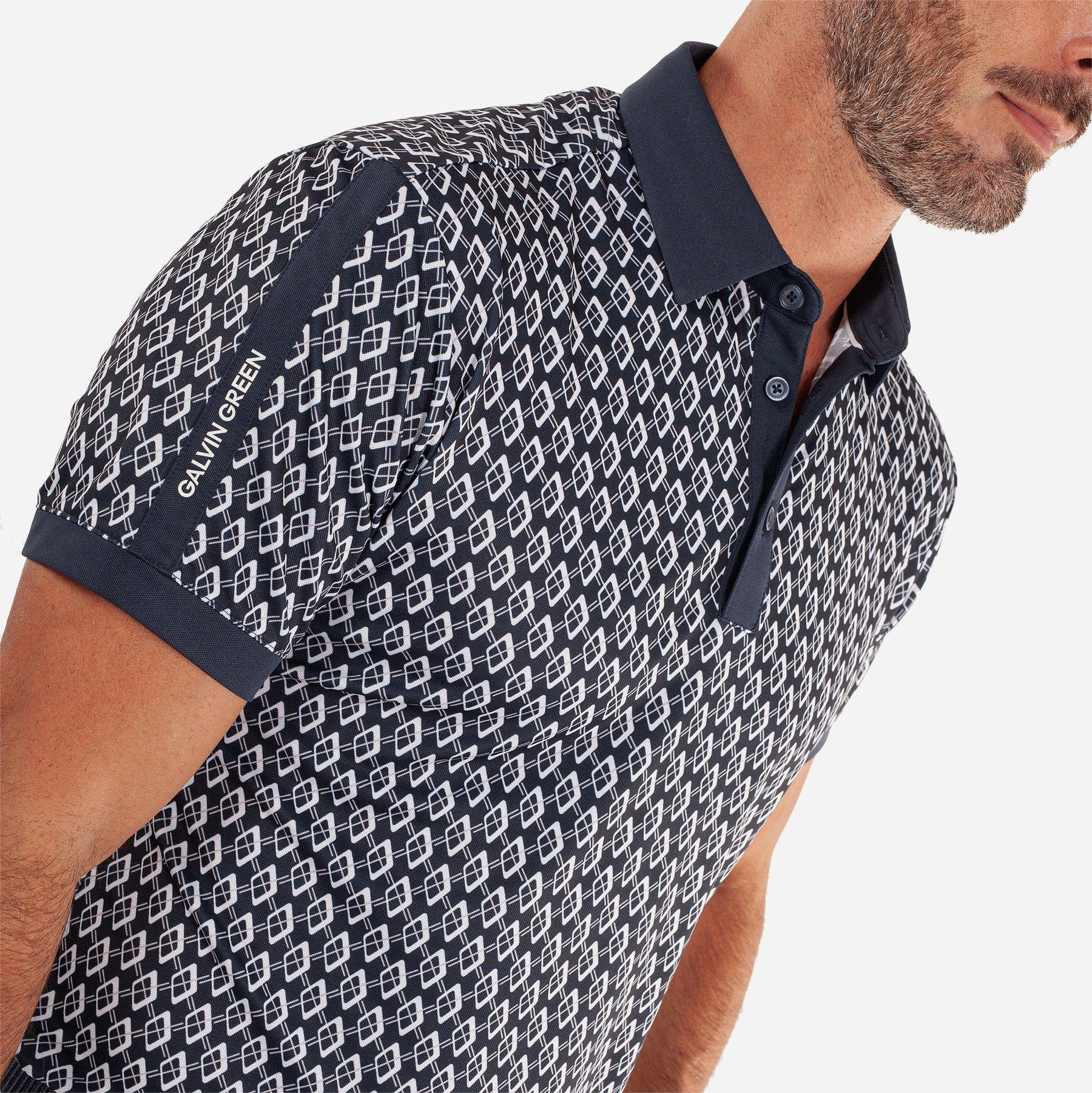 Galvin Green Maxwell Golf Shirt - Navy/Cool Grey Sun Protection UPF 50