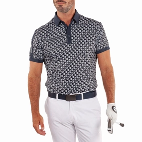 Tapered Armhole Design Galvin Green Maxwell Golf Shirt - Navy/Cool Grey