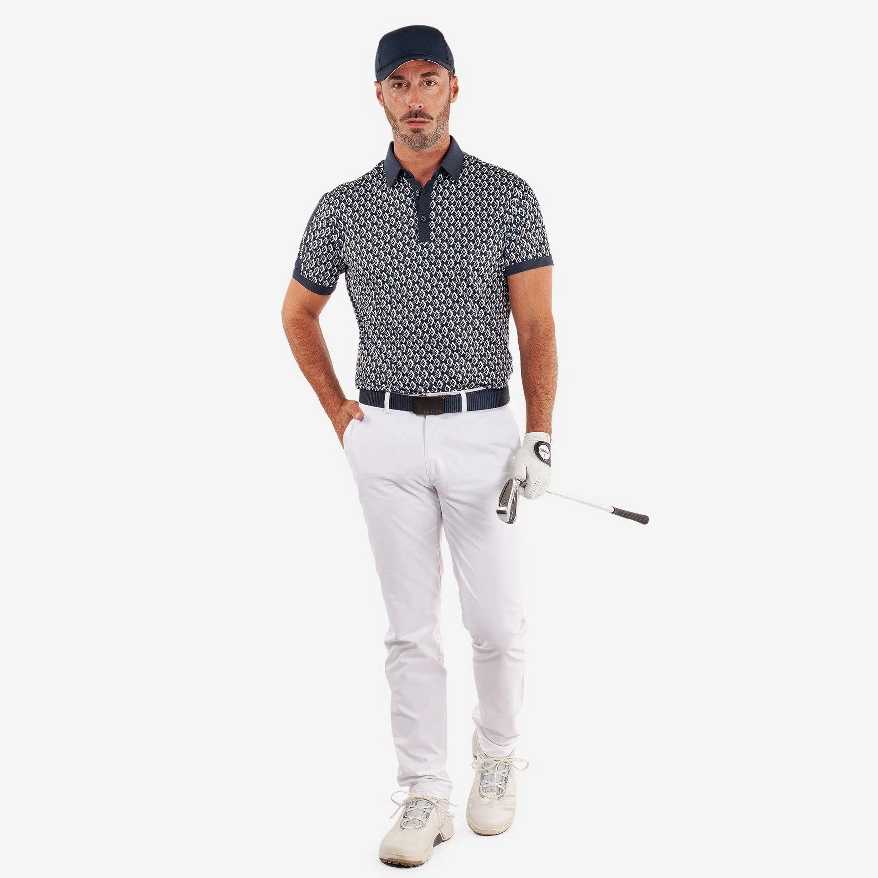 Galvin Green Maxwell Golf Shirt - Navy/Cool Grey Breathable Underarm Vents Tapered Armhole Design