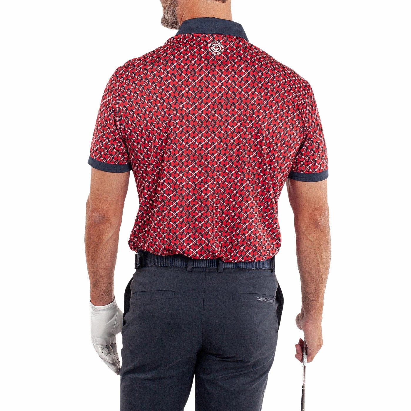 Galvin Green Maxwell Golf Shirt - Red/Navy Flexible Ribbed Collar ShrinkageControl Process
