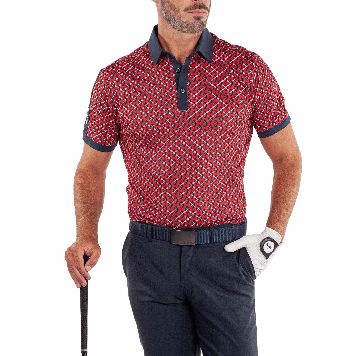 Galvin Green Maxwell Golf Shirt - Red/Navy Sweat Resistant Lining Stylish Comfort