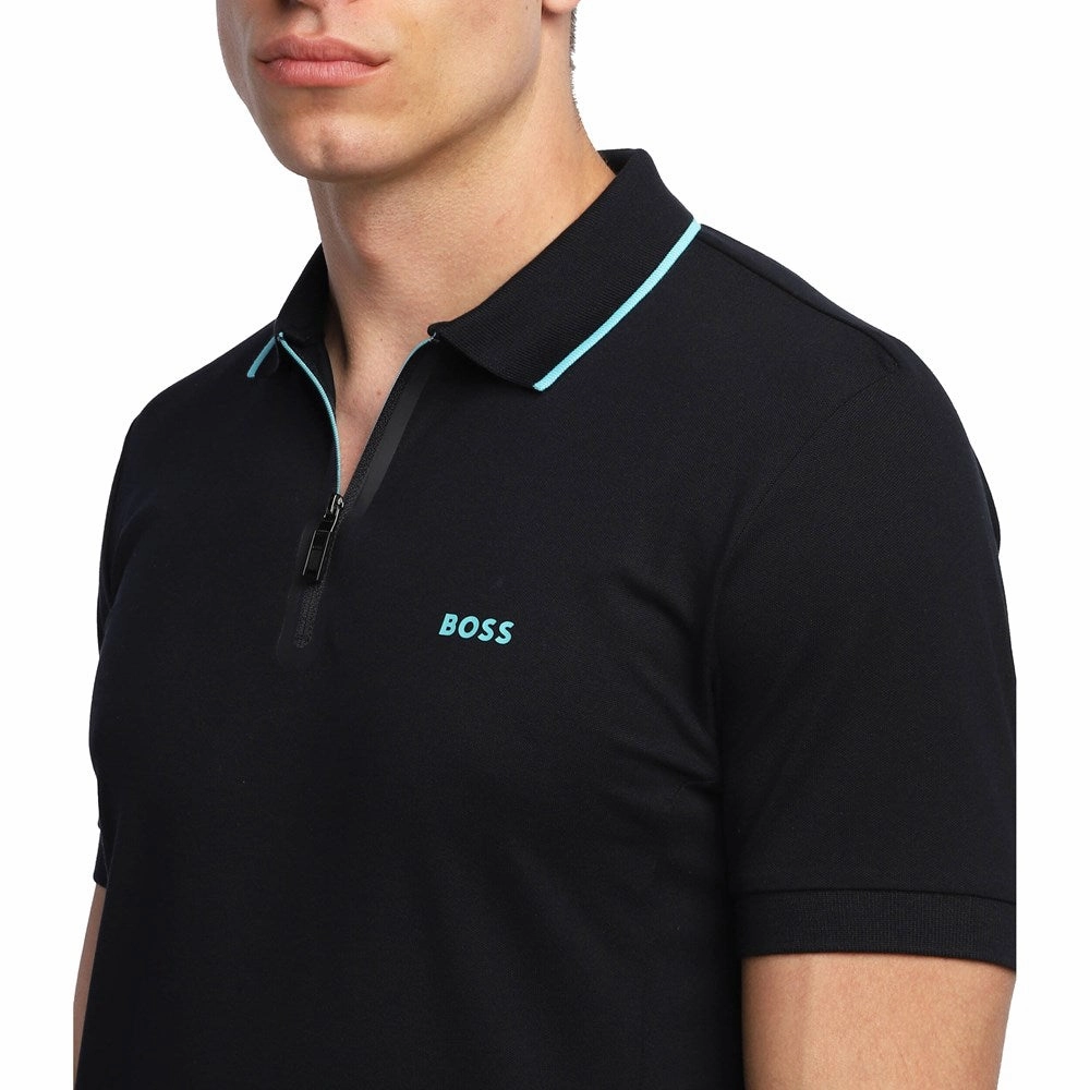 Matte Surface Texture Breathable Textile BOSS Philix Slim Fit Polo Shirt - Dark Blue
