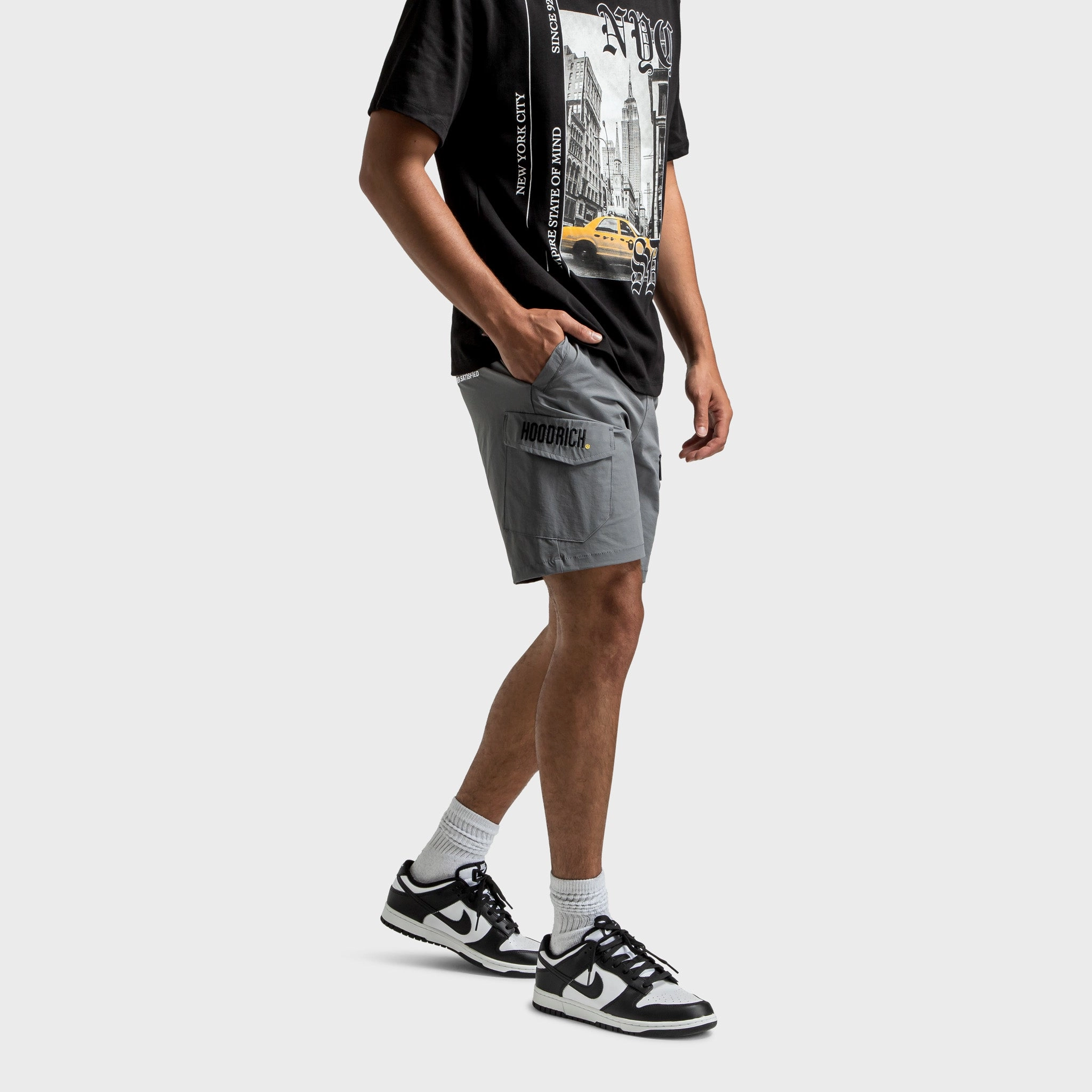 Hoodrich District Woven Cargo Shorts Lava Smoke / Black - Lychee Mood Casual Glide On Mobility Cut