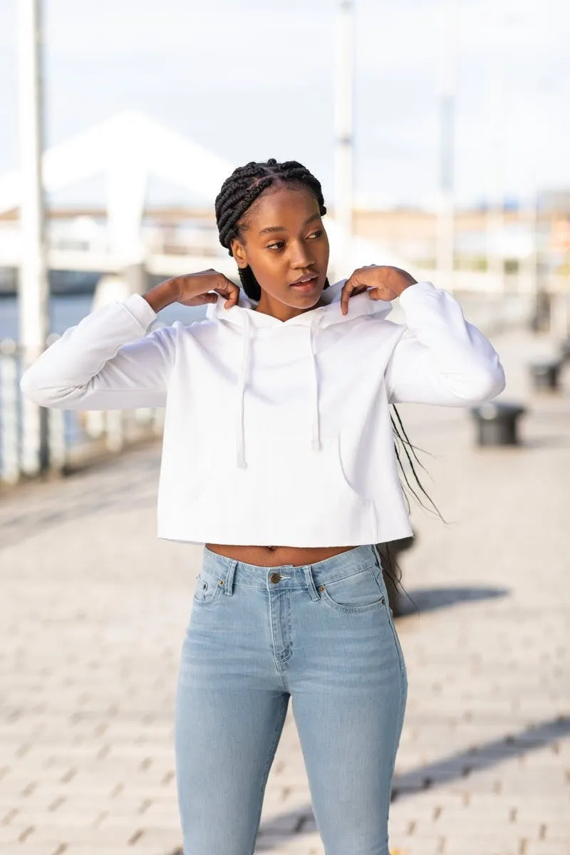 Girlie Cropped Hoodie | HEATHER GREY Organza Fit Digital Glow