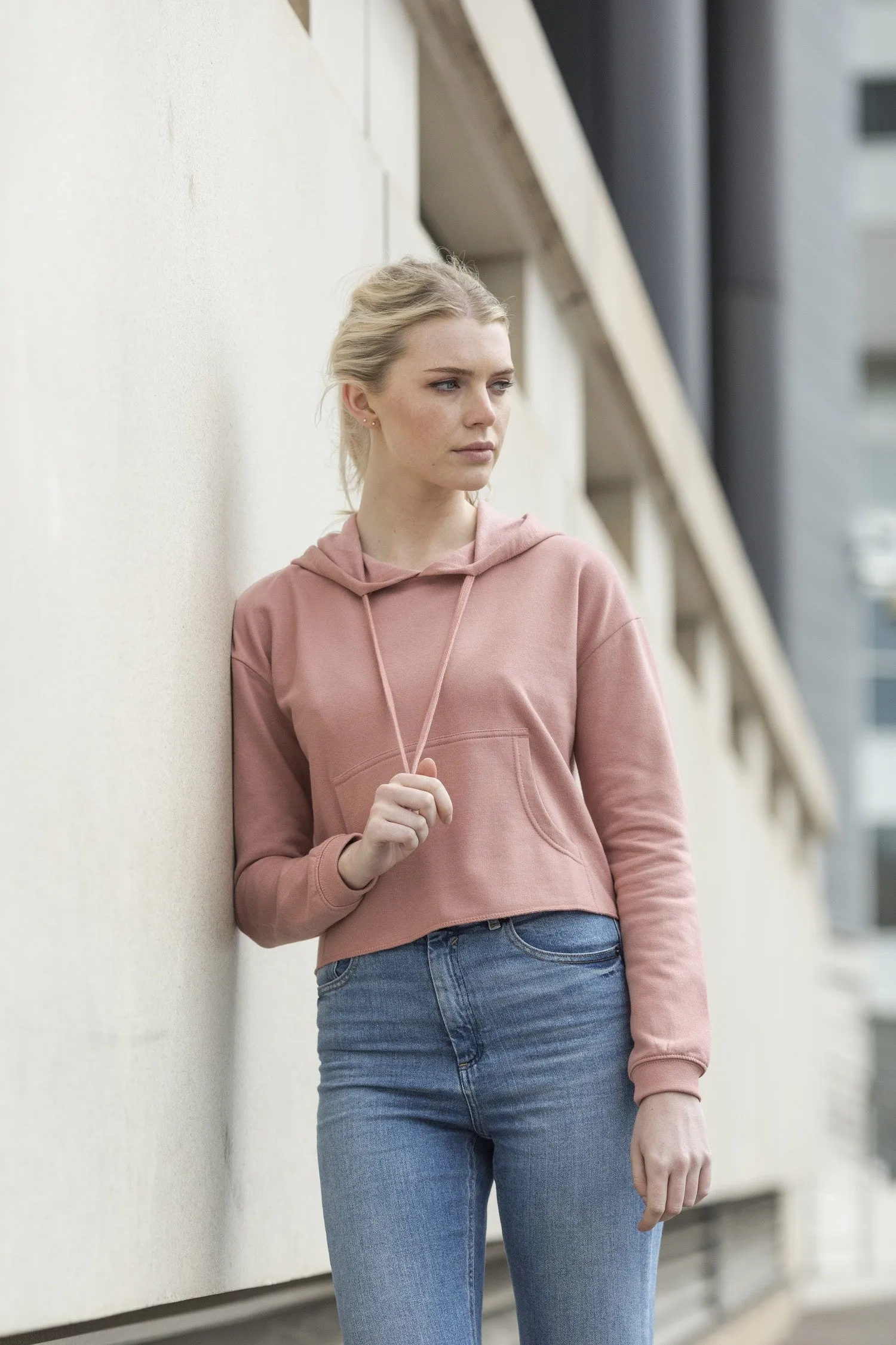 Fresh Ease Girlie Cropped Hoodie | HEATHER GREY