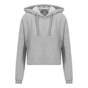 Antibacterial lining Tagless Labeling Girlie Cropped Hoodie | HEATHER GREY