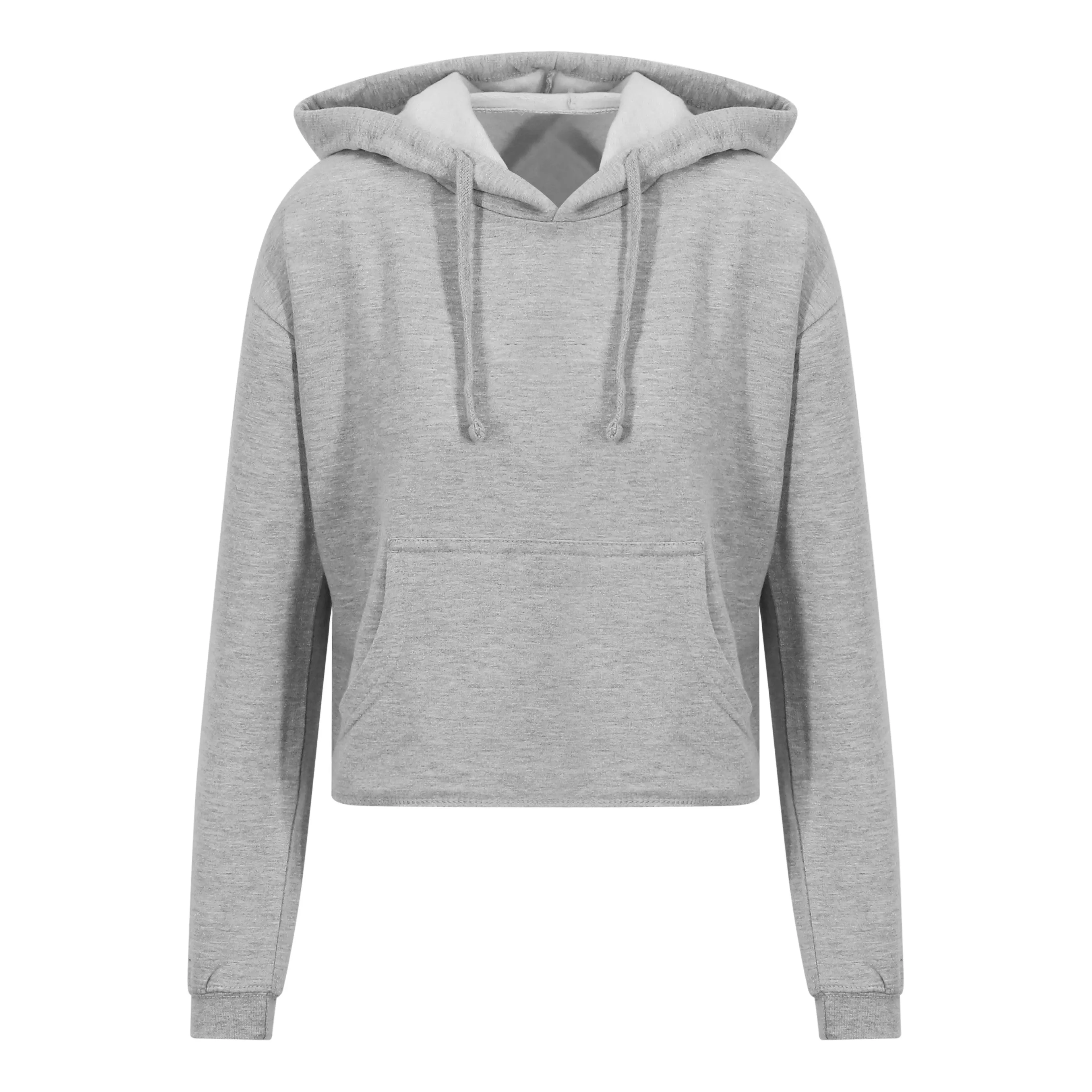Antibacterial lining Tagless Labeling Girlie Cropped Hoodie | HEATHER GREY