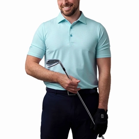 Four Button Placket Glenmuir Carribridge Performance Polo Golf Shirt - White/ Lagoon