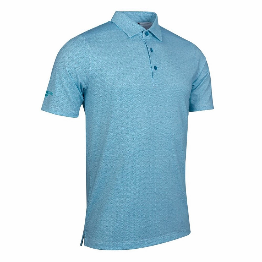 Formal Edge Glenmuir Carribridge Performance Polo Golf Shirt - White/ Lagoon