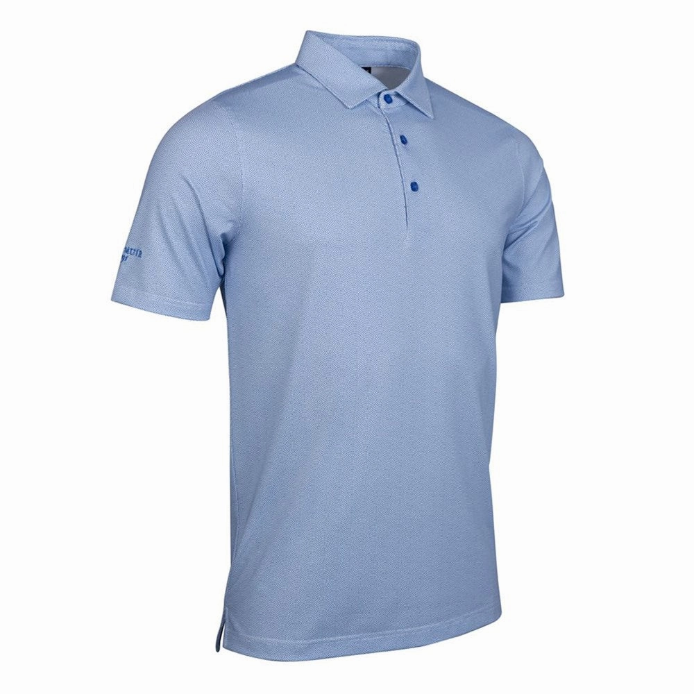 Breathable Polo Glenmuir Carribridge Performance Polo Golf Shirt - White/ Light Blue