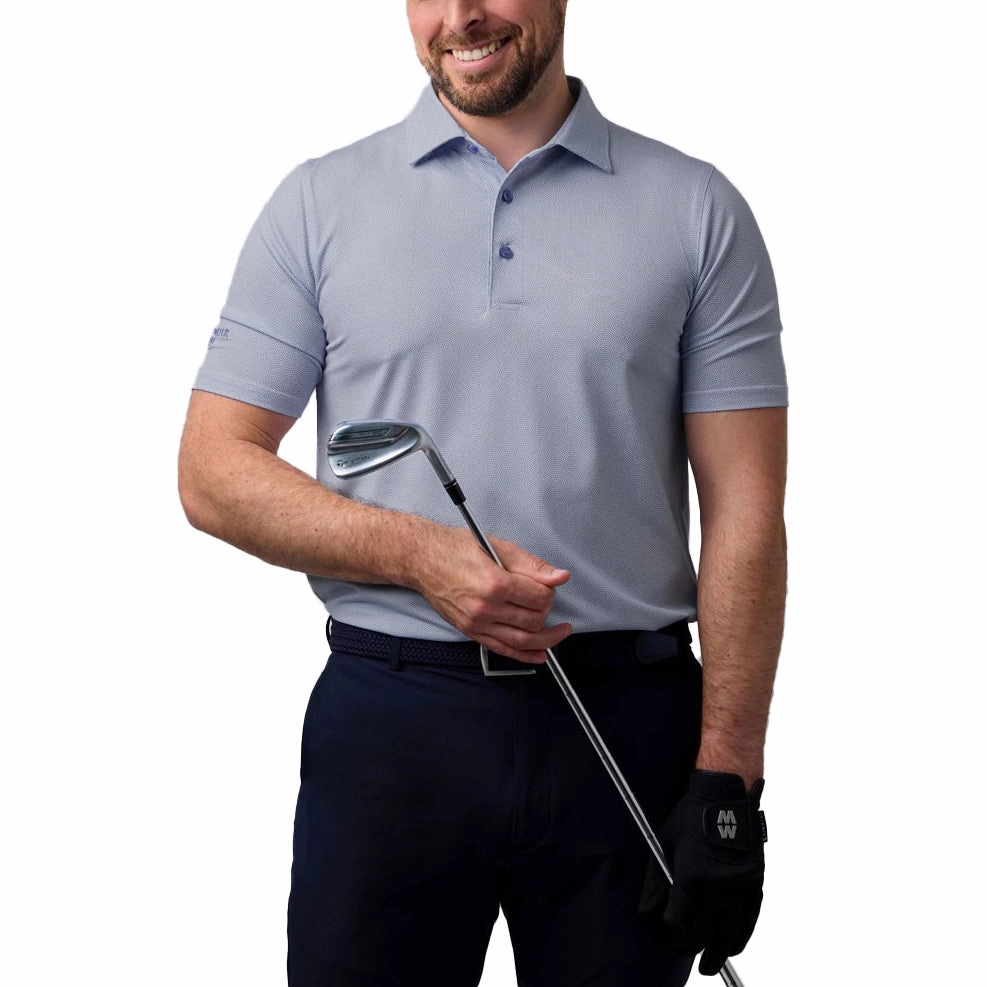 Glenmuir Carribridge Performance Polo Golf Shirt - White/ Navy ComfortStretch Collar SlimFit Design