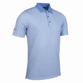 Glenmuir Gullane Performance Polo Golf Shirt - White/ Light Blue QuickDry Material