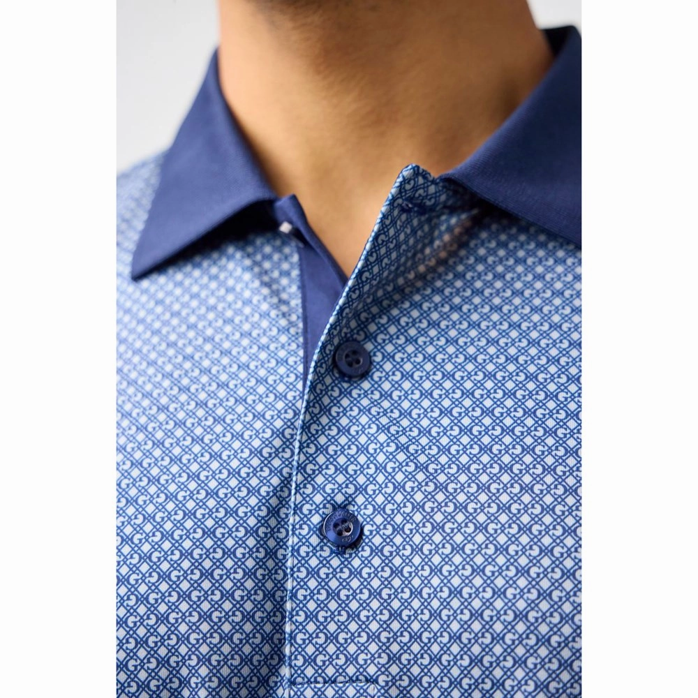 Spring Summer Glenmuir Gullane Performance Polo Golf Shirt - White/ Light Blue