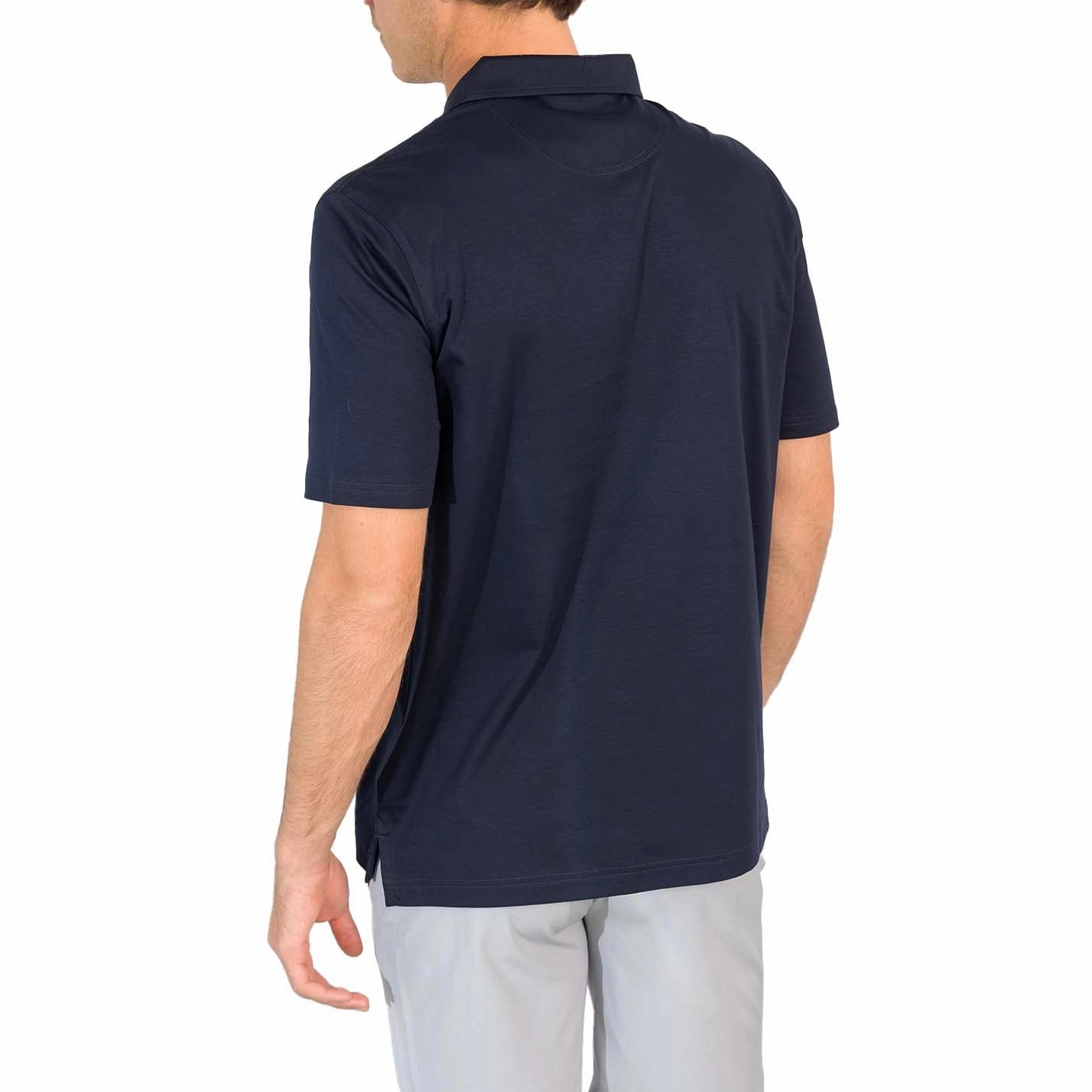 ButtonDown Collar Glenmuir Tain Mercerised Cotton Golf Polo Shirt - Navy