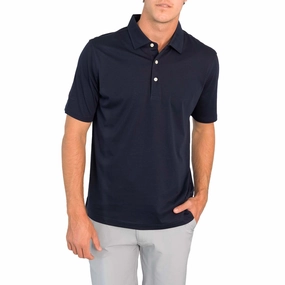 Glenmuir Tain Mercerised Cotton Golf Polo Shirt - Navy Breathable mesh lining Minimalist Design