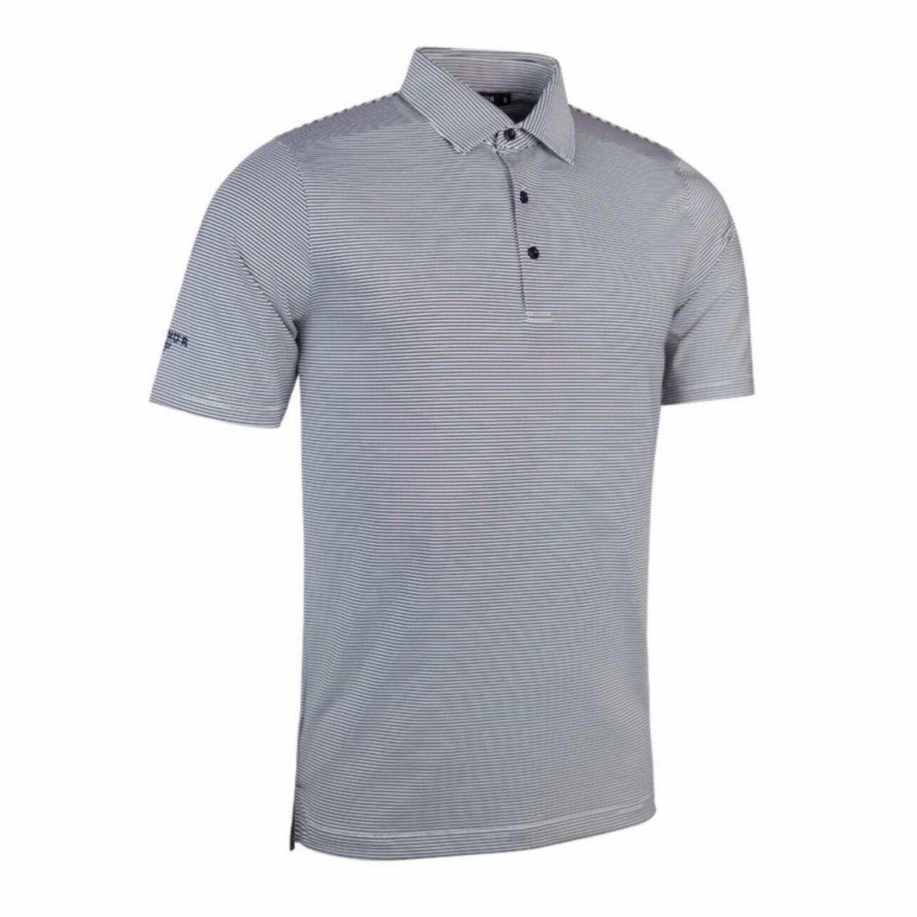 HighDurability Yarn MoistureWicking Fabric Glenmuir Torrence Micro Stripe Performance Golf Shirt - White/ Navy