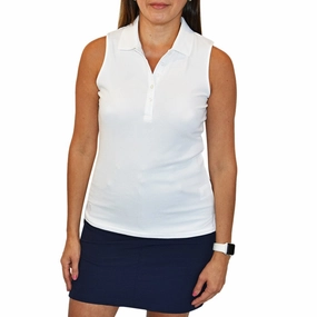 Comfort Fit Glenmuir Women's Jenna Sleeveless Golf Shirt - White