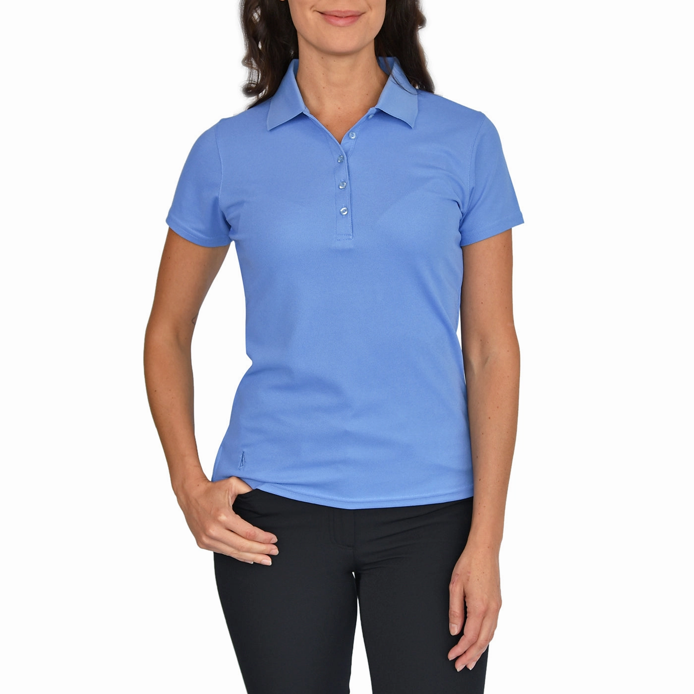 Breathable Weave Stylish Collar Glenmuir Women's Paloma Golf Shirt - Light Blue