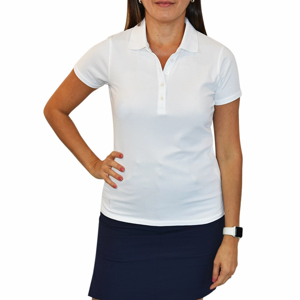 Glenmuir Women's Paloma Golf Shirt - White Classic Comfort Double Layer Shoulder