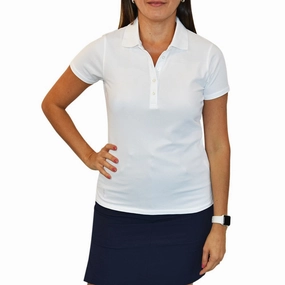 Glenmuir Women's Paloma Golf Shirt - White Classic Comfort Double Layer Shoulder
