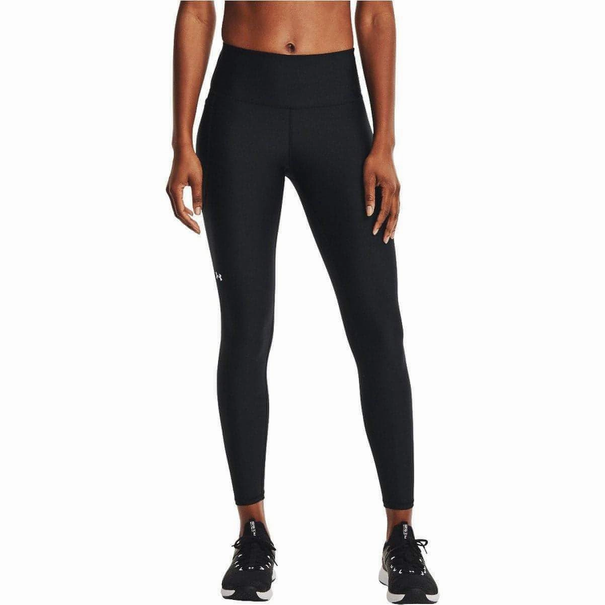 Under Armour HeatGear High Rise Womens Long Running Tights - Black Reinforced Metallic-look