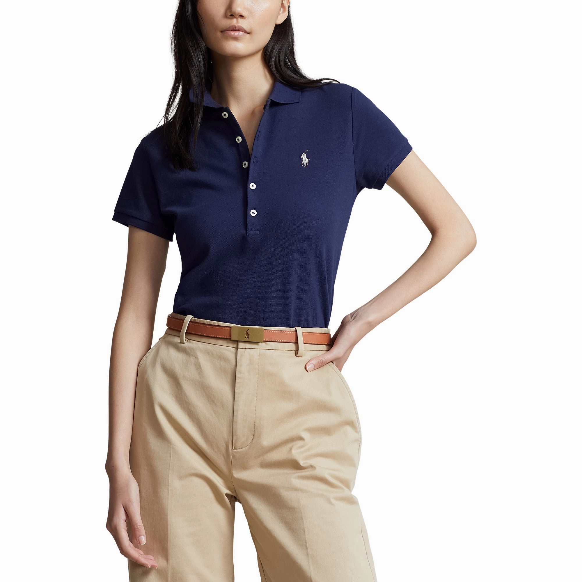 Polo Performance Ralph Lauren Women's Cotton Tailored Fit Polo Shirt - French Navy warm weather