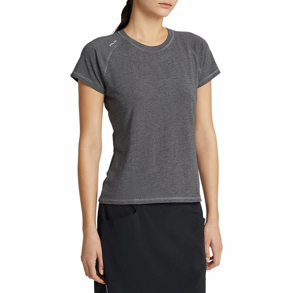 RLX Ralph Lauren Women's Stretch Crew Tee - Barclay Heather OdorControl Treatment