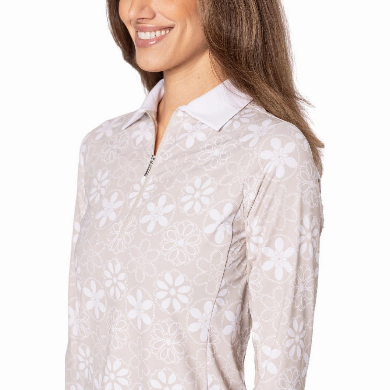 Golftini Women's Cool Girl Long Sleeve Golf Polo Shirt - Sand Bar Stretch Comfort Layering Staple