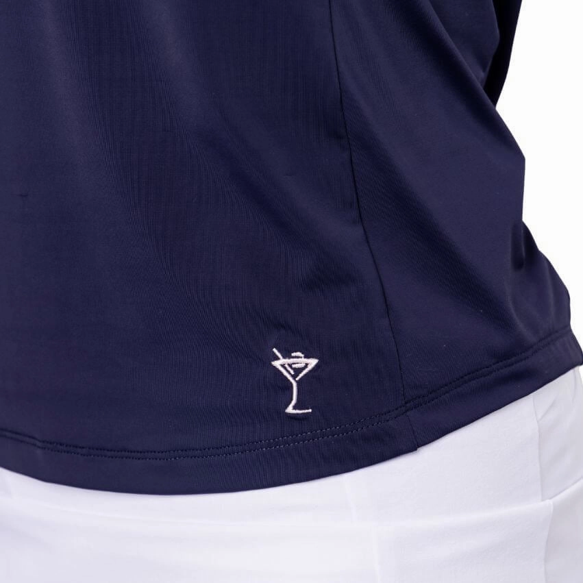 Golftini Women's Say Yes Sleeveless Golf Polo Shirt - Navy/White QuickDry Material
