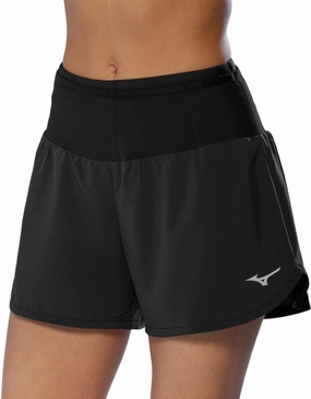 Blazer Quick Drying Fabric Mizuno Multi Pocket Womens Running Shorts - Black