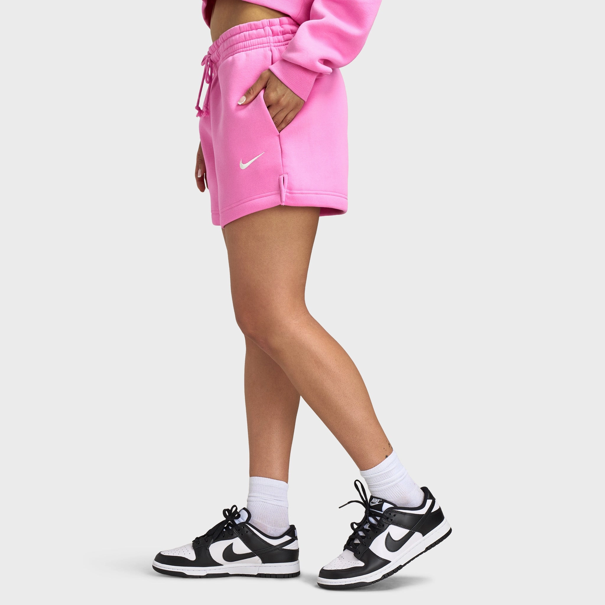 Linen shorts Ergonomic Panel Design Nike Sportswear Women's Phoenix Fleece Mid Rise 4" Shorts Playful Pink / Sail