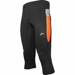 More Mile More-Tech Mens 3/4 Capri Running Tights - Black ElasticWaistbandTech Vapor Transfer Coating