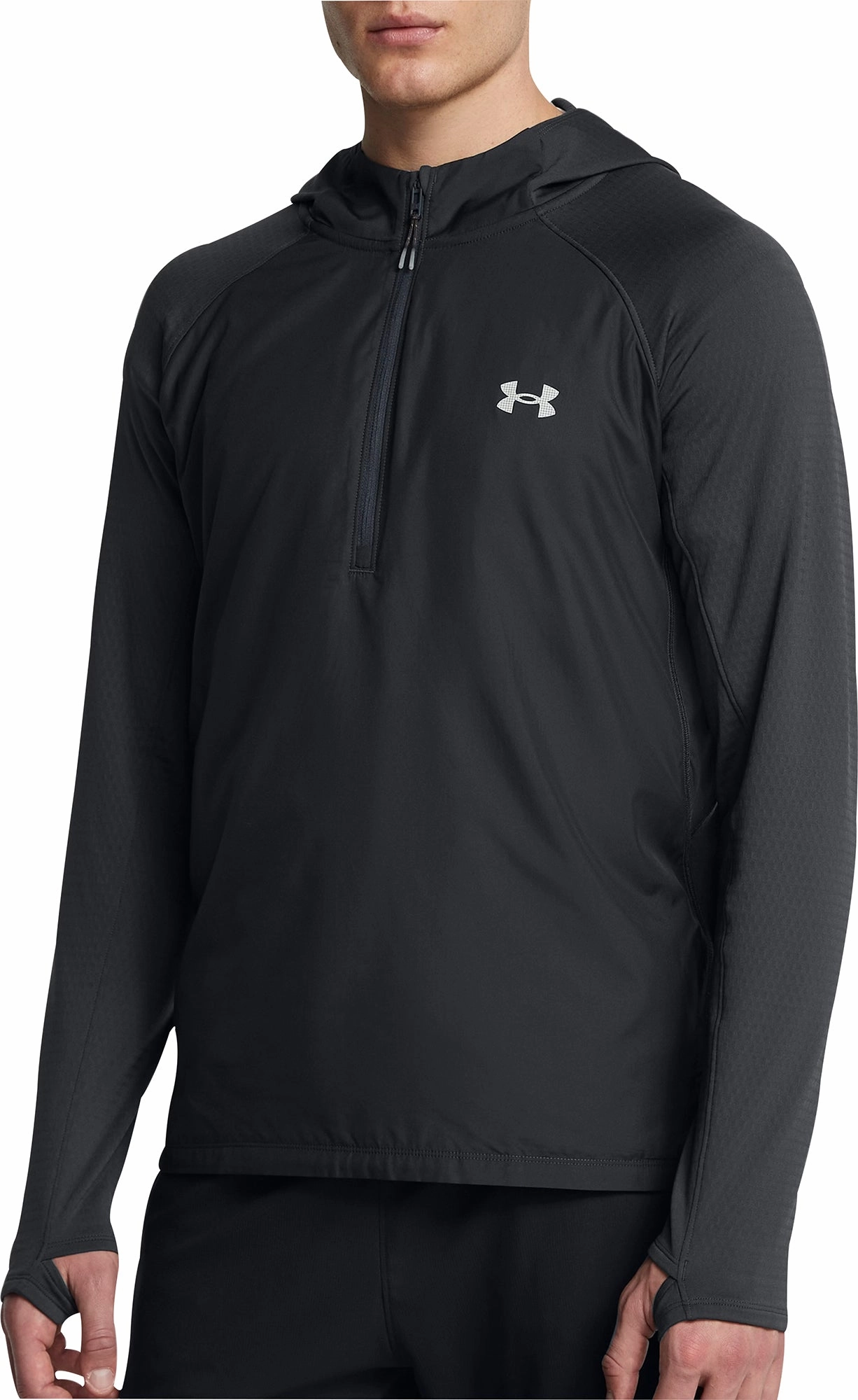 Wool Under Armour Launch Trail Half Zip Long Sleeve Mens Running Top - Grey