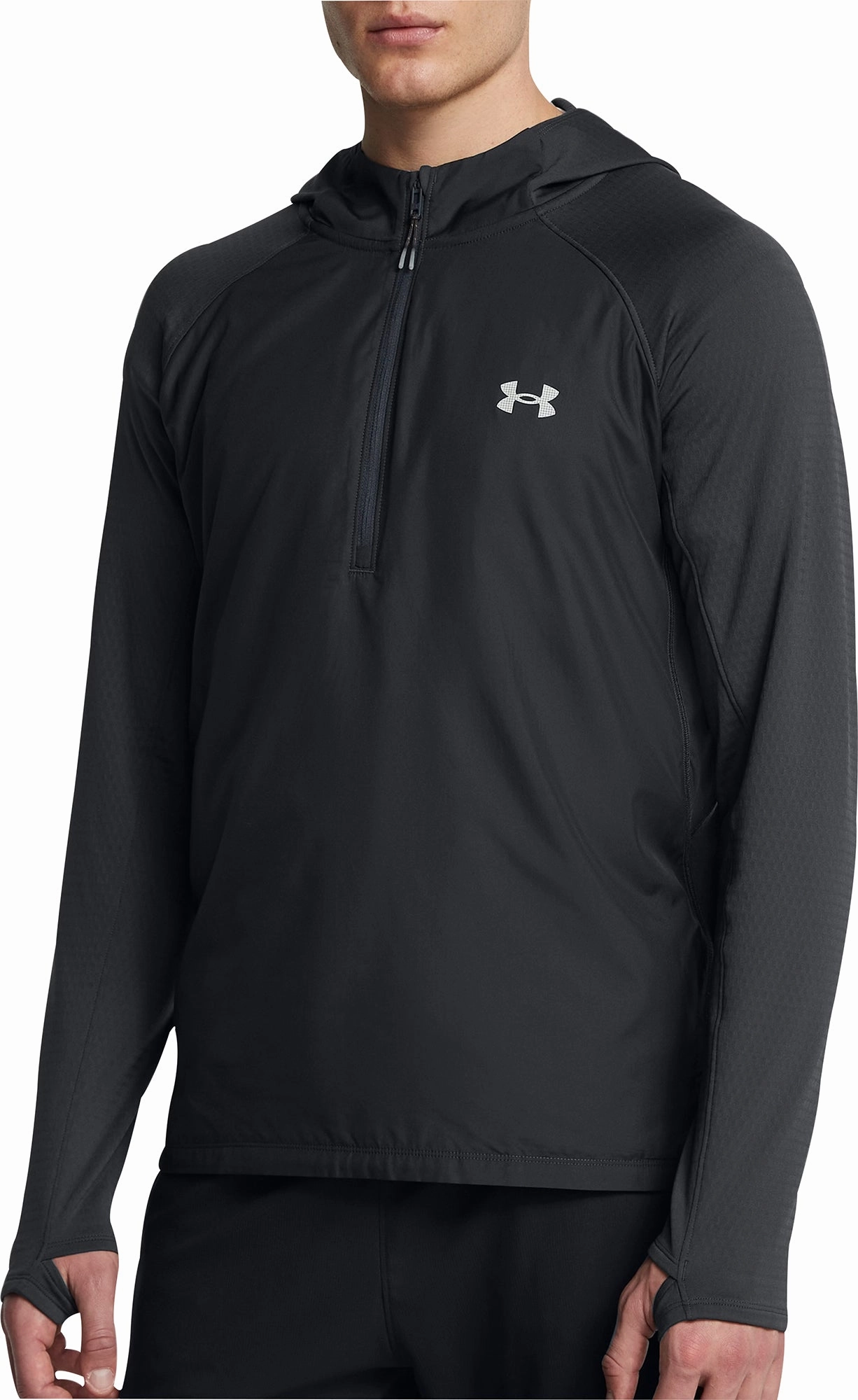 Terrace Striped Under Armour Launch Trail Half Zip Long Sleeve Mens Running Top - Grey