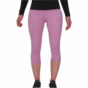 Lip balm More Mile Heather Womens 3/4 Capri Running Tights - Pink