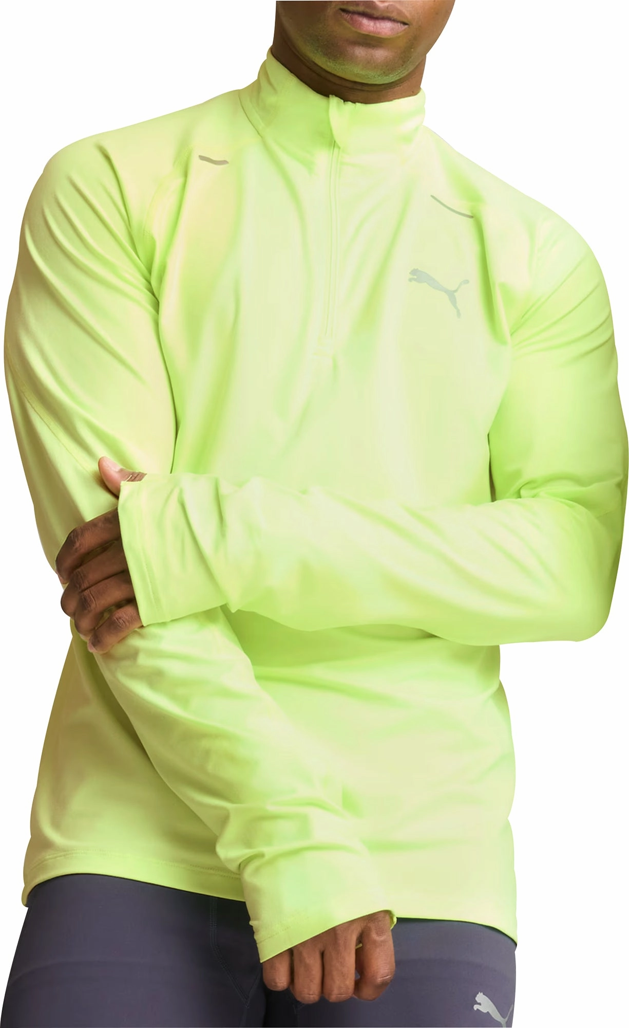 Tear Resistant Stitching Puma Run Cloudspun Half Zip Long Sleeve Mens Running Top - Green