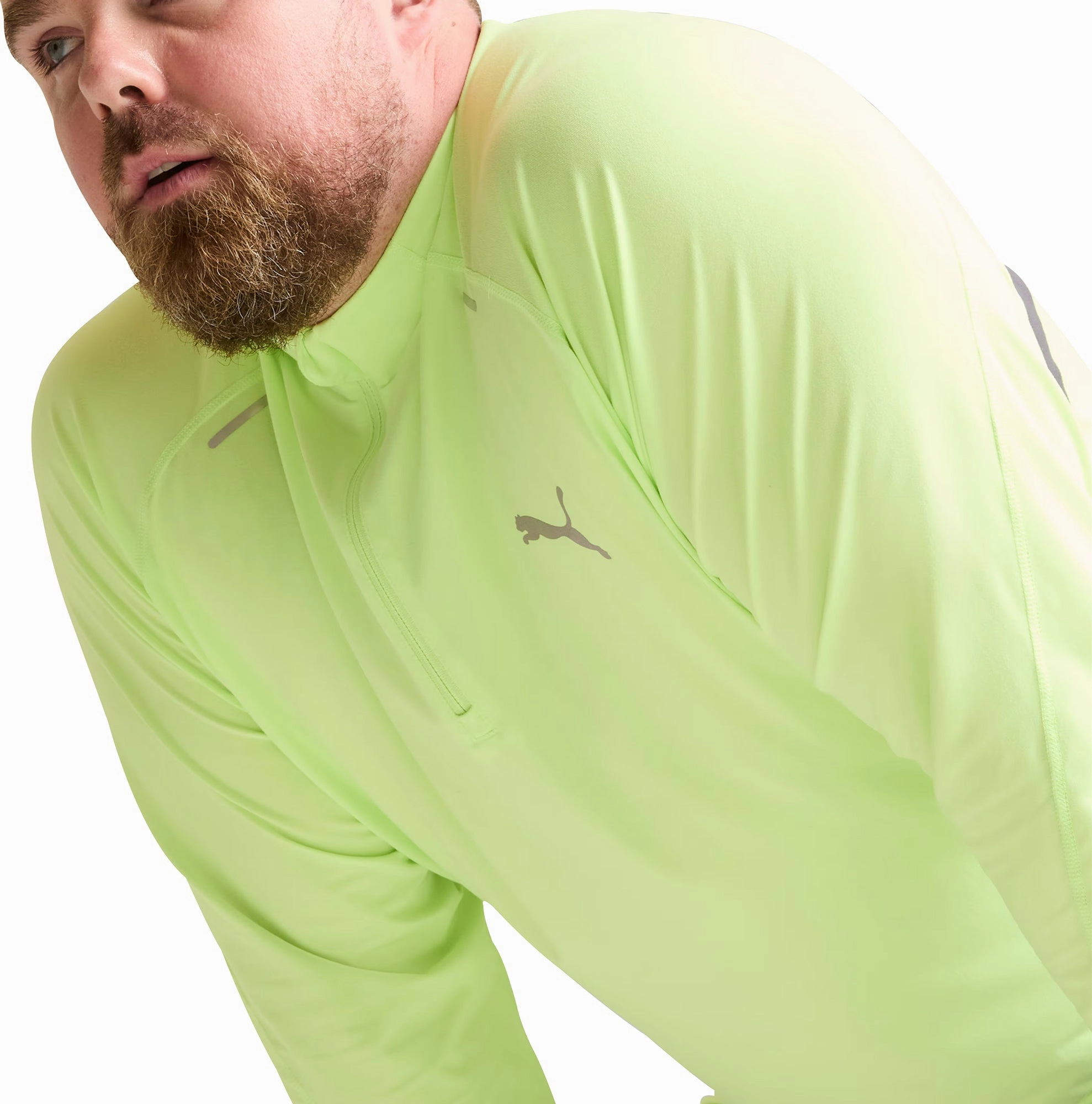 Limited Edition Urban Puma Run Cloudspun Half Zip Long Sleeve Mens Running Top - Green