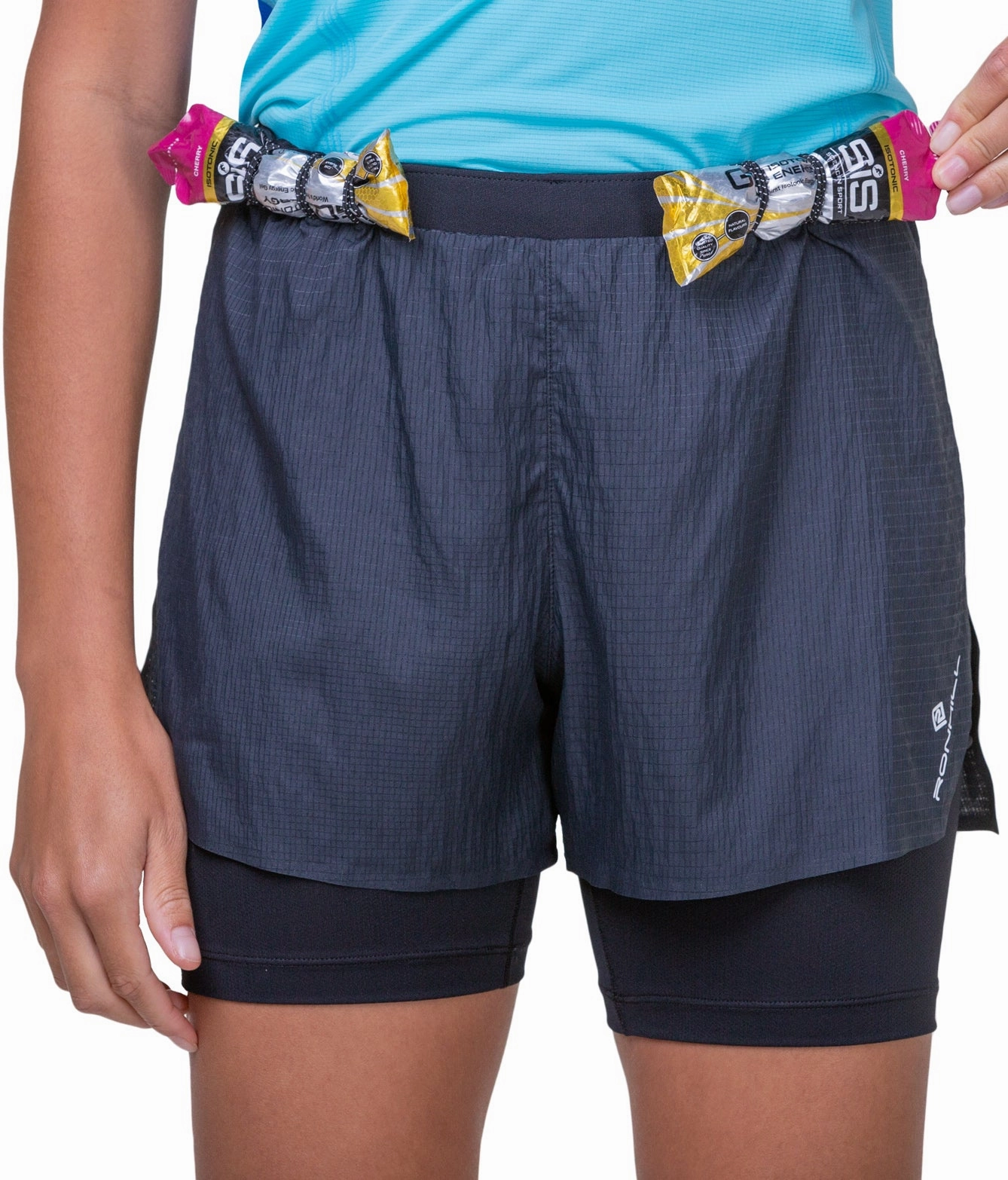 Ronhill Tech Race Twin 2 In 1 Womens Running Shorts - Black Temperature Regulating Tech