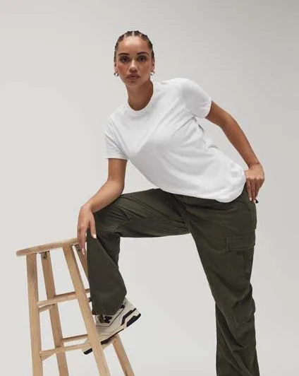 Women's Relaxed Fit Jersey Short Sleeve Tee | ATHLETIC HEATHER Myth Soul SeamlessPockets