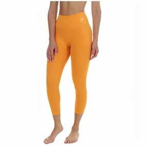 Vented Panels Gymshark 7/8 Womens Training Tights - Orange