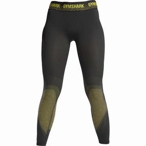 Gymshark Apex Seamless Low Rise Womens Long Training Tights - Black Suede Mood DoubleLayeredEdging
