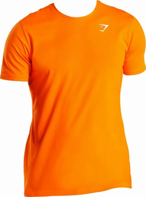 Gymshark Critical Slim Short Sleeve Mens Training Top - Orange Ergonomic Cut CompressionEnhanced Fit