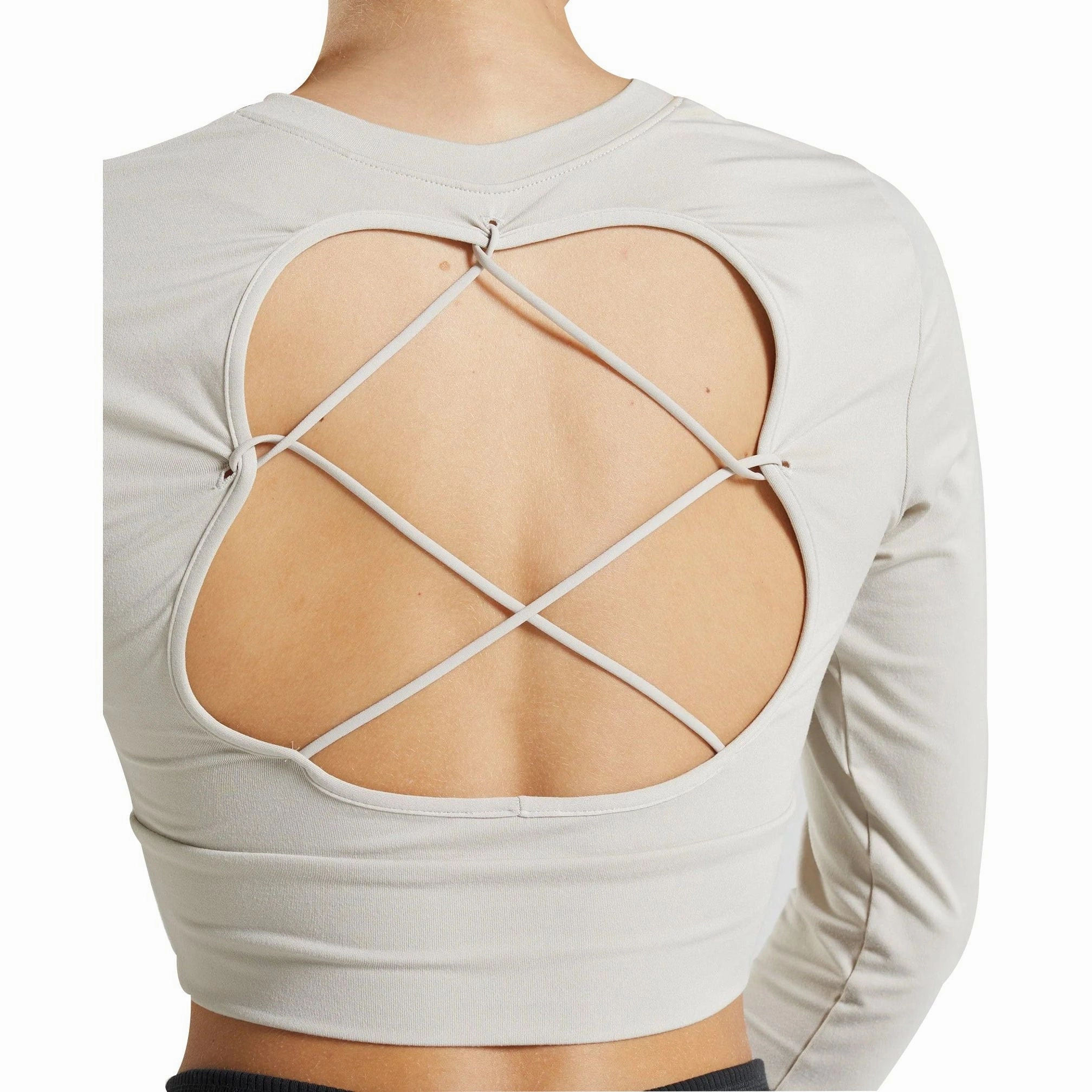 Gymshark Pause Strappy Long Sleeve Womens Crop Top - Beige Clean Fit Zero Waste