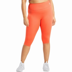 Gymshark Training Womens Cropped 3/4 Training Tights - Orange Vital Core Recycled Polyester Blend
