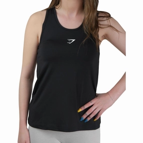 Gymshark Womens Training Vest Tank Top - Black Calm Tone UVProtectionFabric